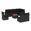 Afuera Living Contemporary Synthetic Poly Rattan 9 Piece Sofa Set in Black