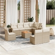 Afuera Living Contemporary Synthetic Poly Rattan 9 Piece Sofa Set in Beige