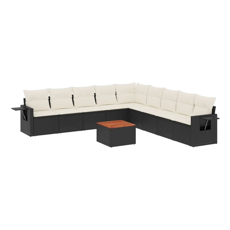 Afuera Living Contemporary 10 Piece Poly Rattan Sofa Set in Black