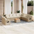 Afuera Living Contemporary Synthetic Poly Rattan 11 Piece Sofa Set in Beige