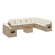 Afuera Living Contemporary Synthetic Poly Rattan 11 Piece Sofa Set in Beige