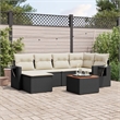Afuera Living Contemporary 7 Piece Poly Rattan Sofa Set in Black/Cream
