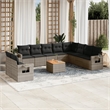 Afuera Living Contemporary Synthetic Poly Rattan 11 Piece Sofa Set in Gray