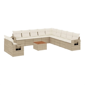 Afuera Living Contemporary 12 Piece Steel Sofa Set in Cream/Beige