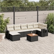 Afuera Living Contemporary 8 Piece Poly Rattan Sofa Set in Black/Cream
