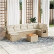 Afuera Living Contemporary Synthetic Poly Rattan 8 Piece  Sofa Set in Beige