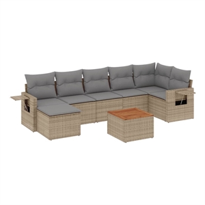 Afuera Living Contemporary 8 Piece Steel Sofa Set in Gray/Beige
