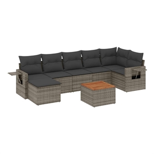 Afuera Living Contemporary 8 Piece Steel Small Sofa Set in Gray