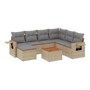 Afuera Living Contemporary 8 Piece Steel Sofa Set in Gray/Beige