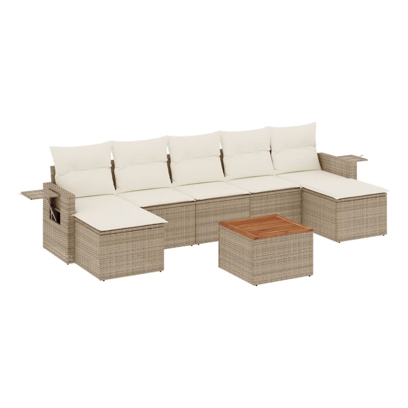 Afuera Living 8 Piece Poly Rattan Small Sofa Set in Cream/Beige