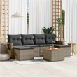 Afuera Living Contemporary Synthetic Poly Rattan 7 Piece  Sofa Set in Gray