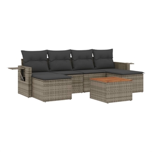 Afuera Living Contemporary Synthetic Poly Rattan 7 Piece  Sofa Set in Gray