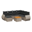 Afuera Living Contemporary Synthetic Poly Rattan 8 Piece  Sofa Set in Gray