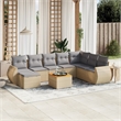 Afuera Living Contemporary 9 Piece Poly Rattan Sofa Set in Beige