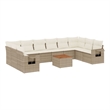 Afuera Living Contemporary Synthetic Poly Rattan 11 Piece Sofa Set in Beige