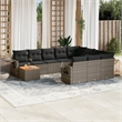 Afuera Living Contemporary 11 Piece Poly Rattan Sofa Set in Gray