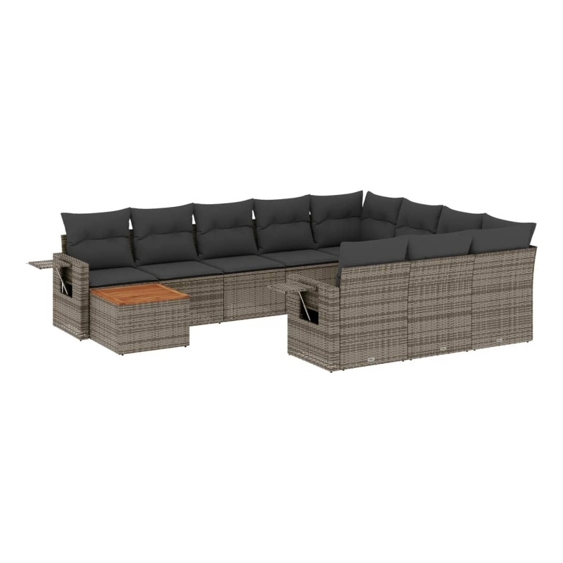 Afuera Living Contemporary 11 Piece Poly Rattan Sofa Set in Gray
