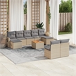 Afuera Living Contemporary 10 Piece Poly Rattan Sofa Set in Beige