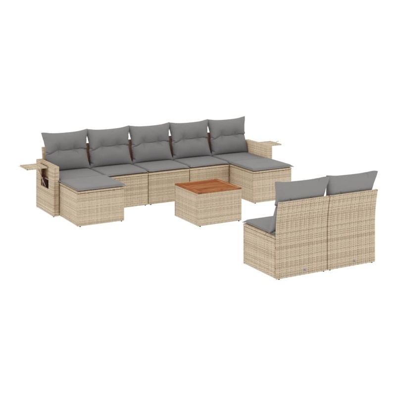 Afuera Living Contemporary 10 Piece Poly Rattan Sofa Set in Beige