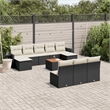 Afuera Living Contemporary 11 Piece Poly Rattan Sofa Set in Black/Cream