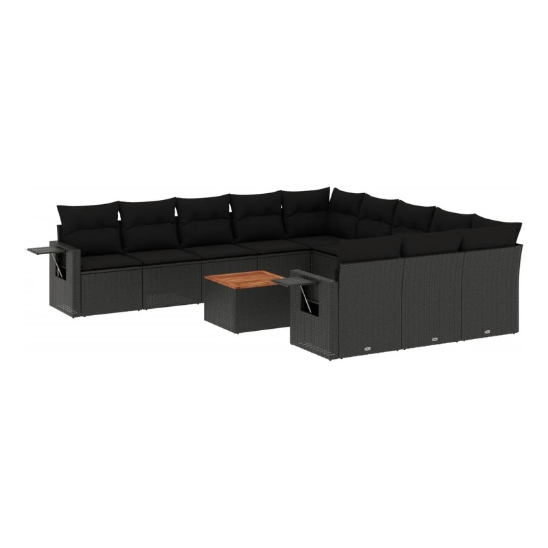 Afuera Living Contemporary 12 Piece Poly Rattan Sofa Set in Black