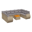 Afuera Living Contemporary Synthetic Poly Rattan 10 Piece Sofa Set in Gray/Beige