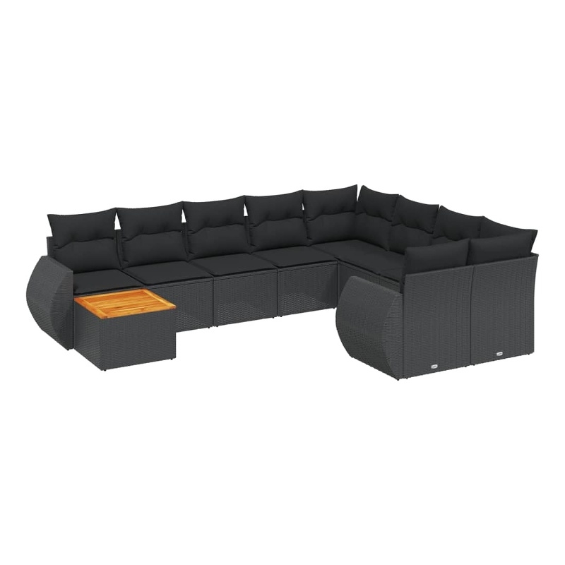 Afuera Living Contemporary 10 Piece Poly Rattan Small Sofa Set in Black