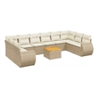 Afuera Living Contemporary Synthetic Poly Rattan 11 Piece  Sofa Set in Beige