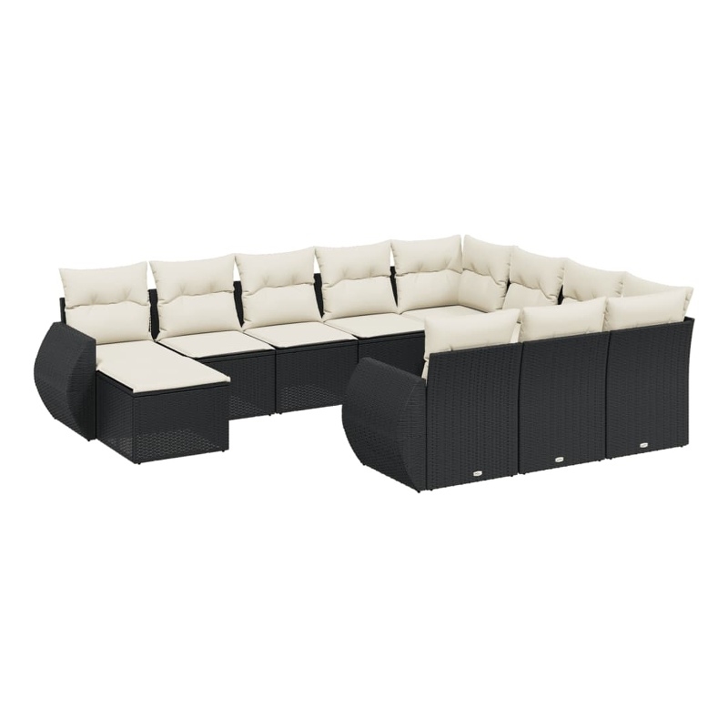 Afuera Living 11 Piece Poly Rattan Large Sofa Set in Black/Cream