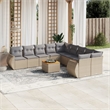 Afuera Living Contemporary 11 Piece Poly Rattan Sofa Set in Gray/Beige