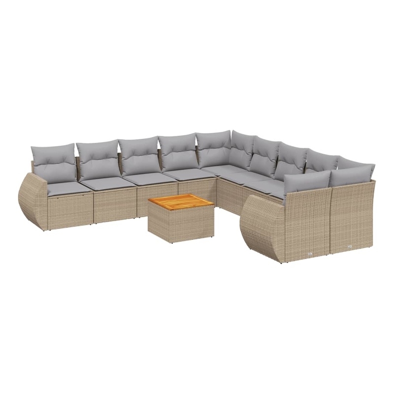 Afuera Living Contemporary 11 Piece Poly Rattan Sofa Set in Gray/Beige