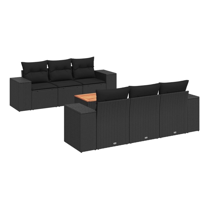 Afuera Living Contemporary 7 Piece Poly Rattan Sofa Set in Black
