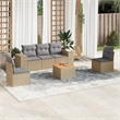 Afuera Living Contemporary Synthetic Poly Rattan Sofa Set in Gray/Beige