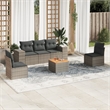 Afuera Living Contemporary 6 Piece Poly Rattan Sofa Set in Gray