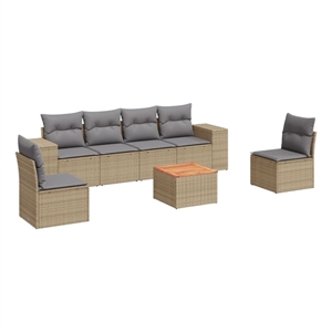 Afuera Living 7 Piece Solid Acacia Wood Sofa Set in Gray/Beige