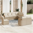 Afuera Living Contemporary 8 Piece Poly Rattan Sofa Set in Beige