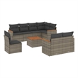 Afuera Living Contemporary Synthetic Poly Rattan 9 Piece  Sofa Set in Gray