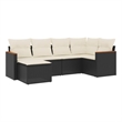 Afuera Living Contemporary Synthetic Poly Rattan Sofa Set in Black/Cream