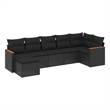 Afuera Living Contemporary Synthetic Poly Rattan 7 Piece Sofa Set in Black