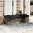 Afuera Living Contemporary Synthetic Poly Rattan 7 Piece  Sofa Set in Gray