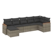 Afuera Living Contemporary Synthetic Poly Rattan 7 Piece  Sofa Set in Gray