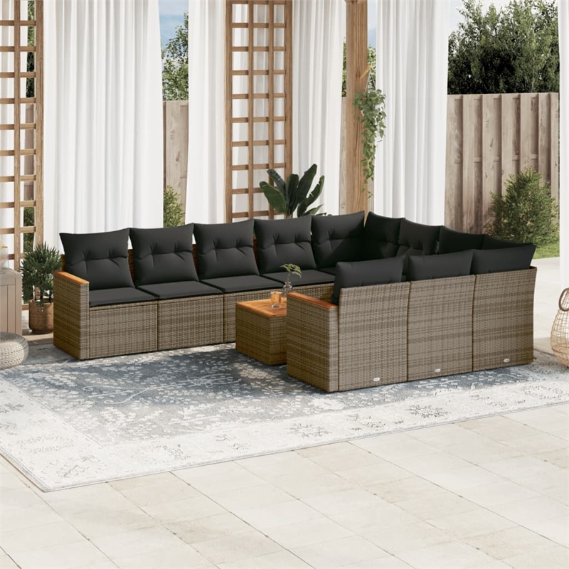 Afuera Living Contemporary Synthetic Poly Rattan Garden Sofa Set in Gray
