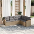 Afuera Living Contemporary Synthetic Poly Rattan 6 Piece  Sofa Set in Beige