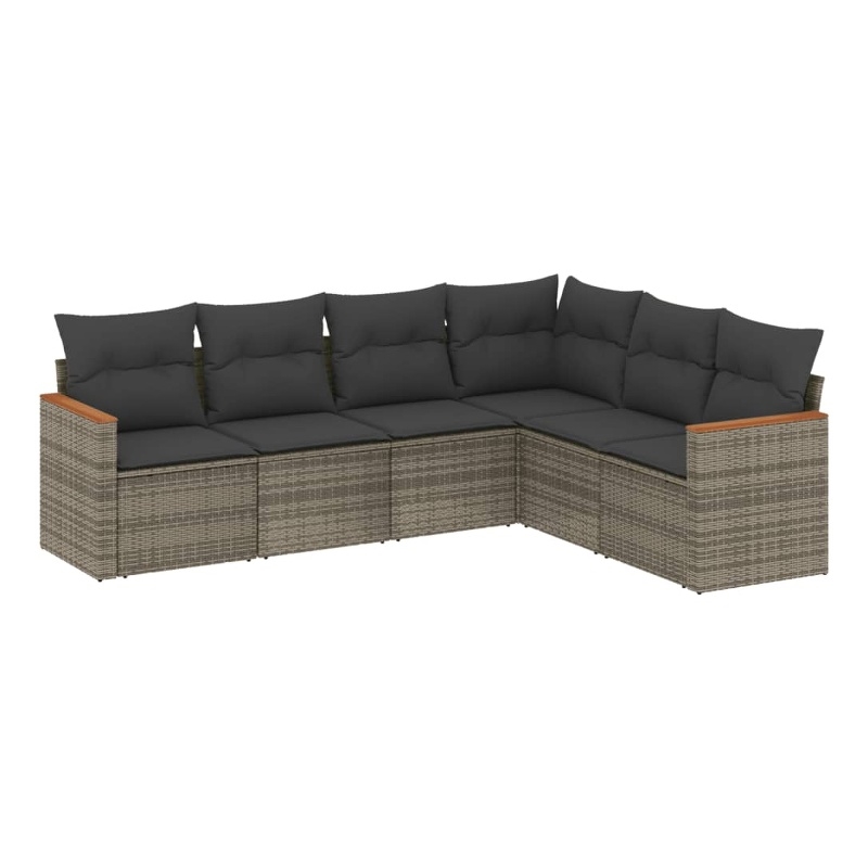 Afuera Living Contemporary Synthetic Poly Rattan 6 Piece Small Sofa Set in Gray