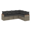 Afuera Living Contemporary Synthetic Poly Rattan 6 Piece Small Sofa Set in Gray