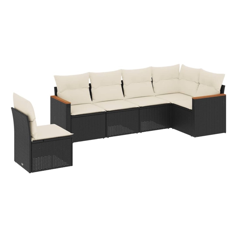 Afuera Living Contemporary 6 Piece Poly Rattan Large Sofa Set in Black
