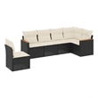 Afuera Living Contemporary 6 Piece Poly Rattan Large Sofa Set in Black
