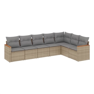 Afuera Living Contemporary 7 Piece Steel Sofa Set in Gray/Beige