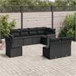 Afuera Living Contemporary Synthetic Poly Rattan 8 Piece Sofa Set in Black