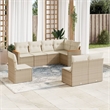 Afuera Living Contemporary 8 Piece Poly Rattan Sofa Set in Cream/Beige